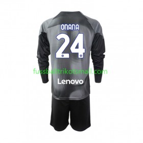 Fußballtrikots Inter Mailand Andre Onana 24 Torwart Kinder 2022-2023 Langarm Heimtrikotsatz kaufen
